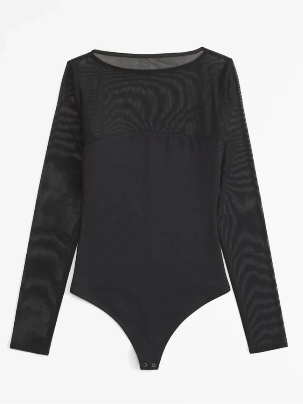 Abercrombie & Fitch Black Sheer-Yoke Long Sleeve Bodysuit - Picture 4 of 7